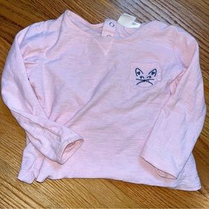 Zara baby girl light pink cat pocket shirt size 3-4 years